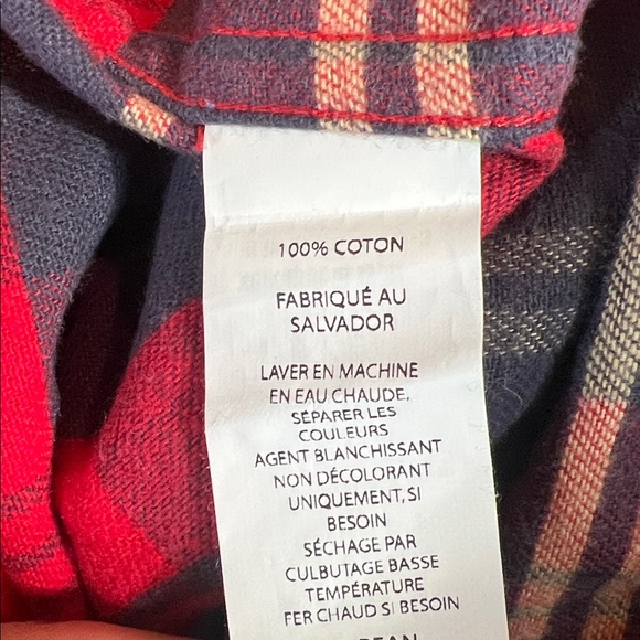L.L. Bean Red, Blue Plaid Fleece Shirt Jacket - Picture 4 of 5